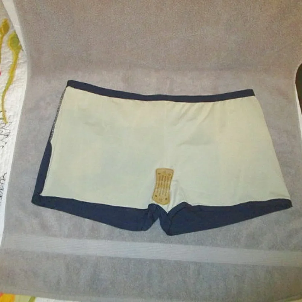Womens Swim Shorts Size 26W Tummy Control Blue Swimsuit Bottom High Waist NEW